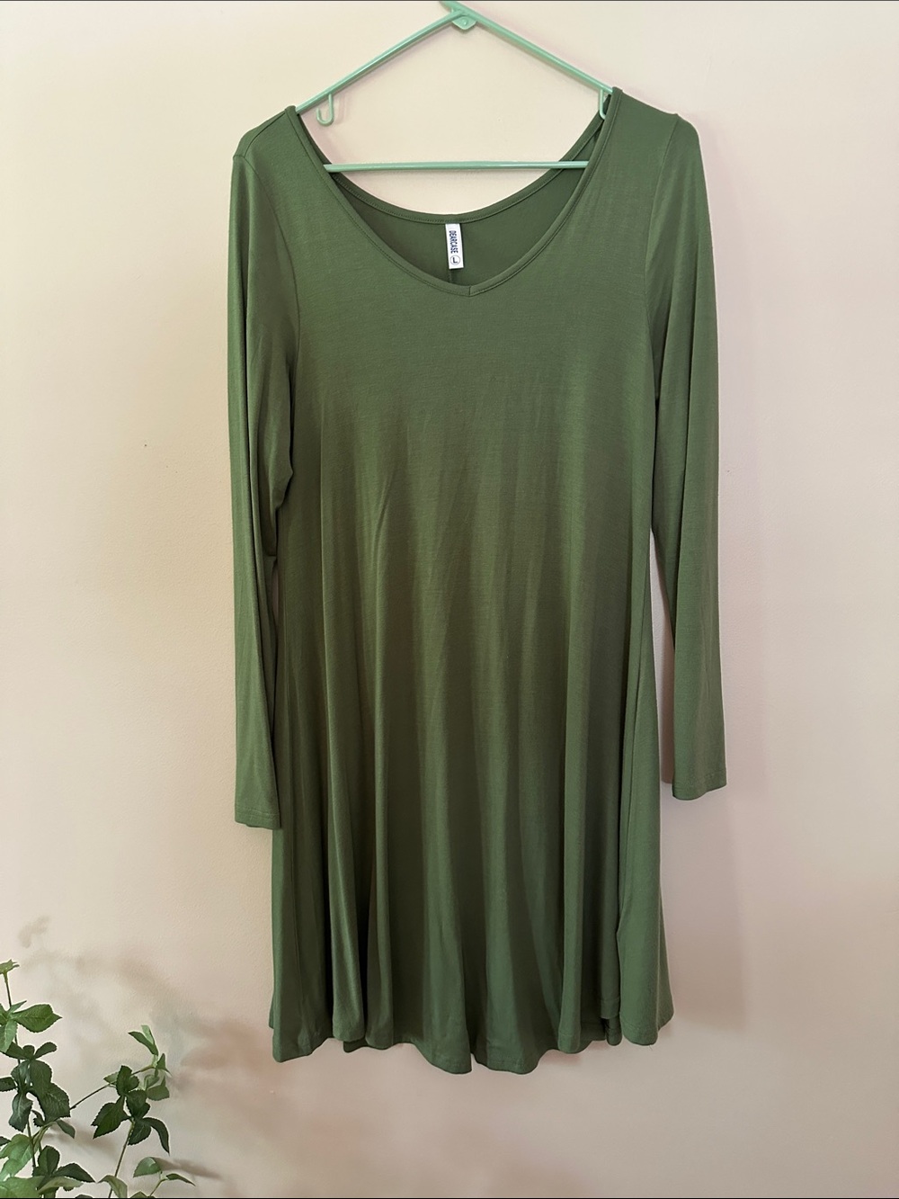 Olive Green Long Sleeve flowy Dress